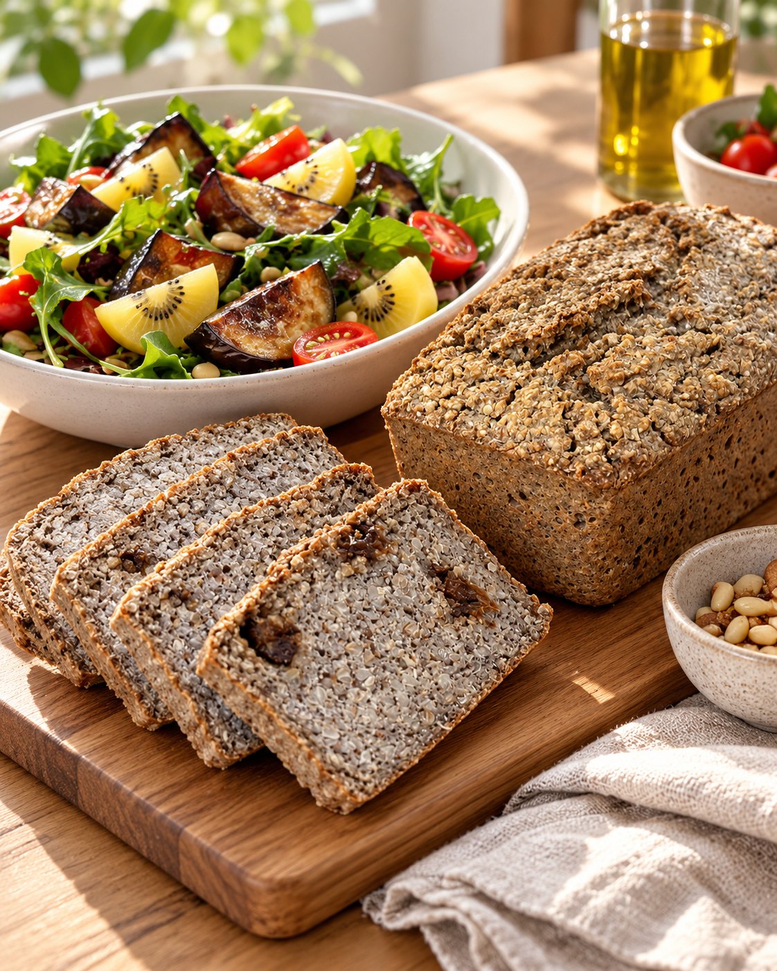 Balam bread served as part of a fresh plant-forward meal