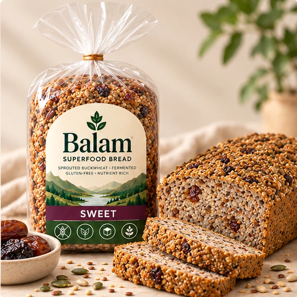 Balam Sweet packaged loaf with fruit-filled bread slices